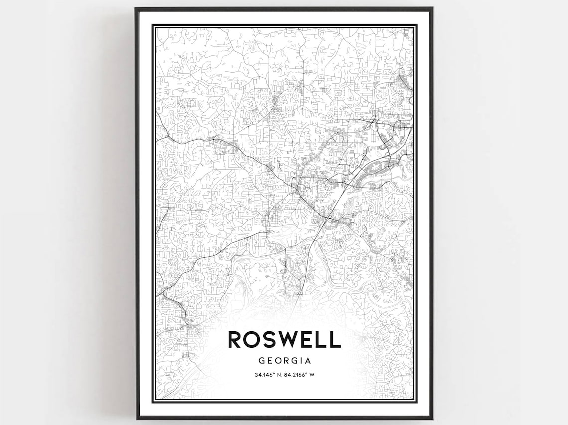 Roswell Map Poster, Georgia Street Decor