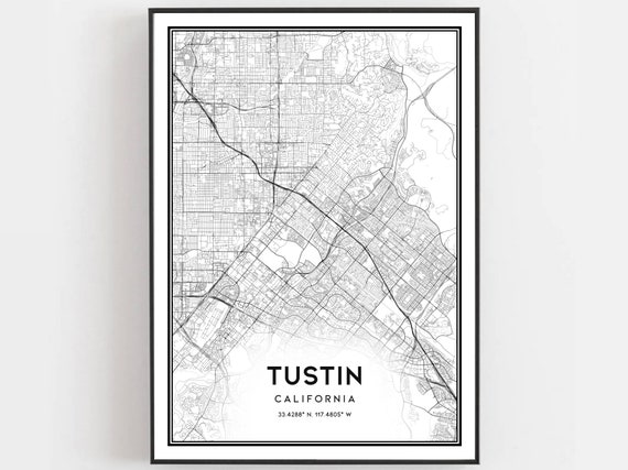 Tustin Map Poster, City Street Decor