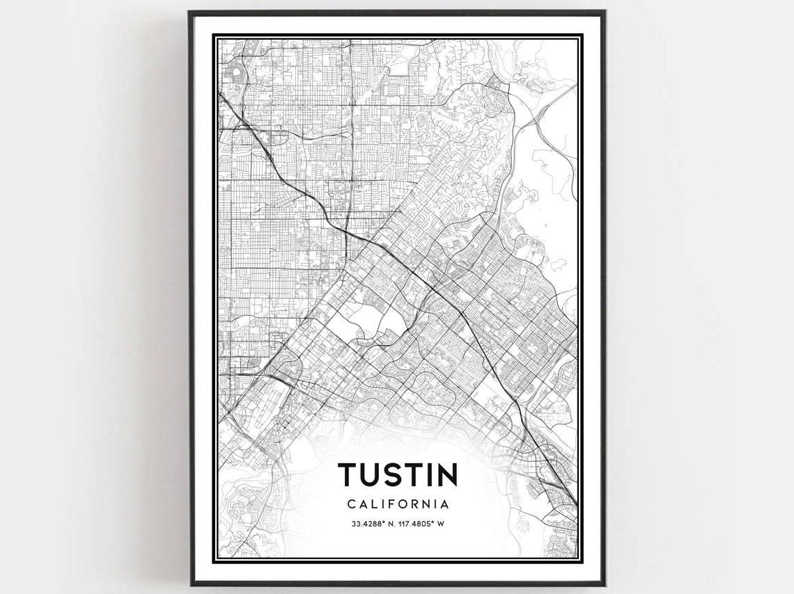Tustin Map Poster, City Street Decor