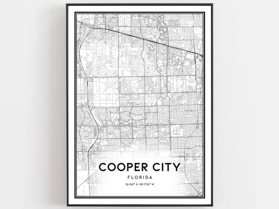 Cooper City Florida Map Print Street Art