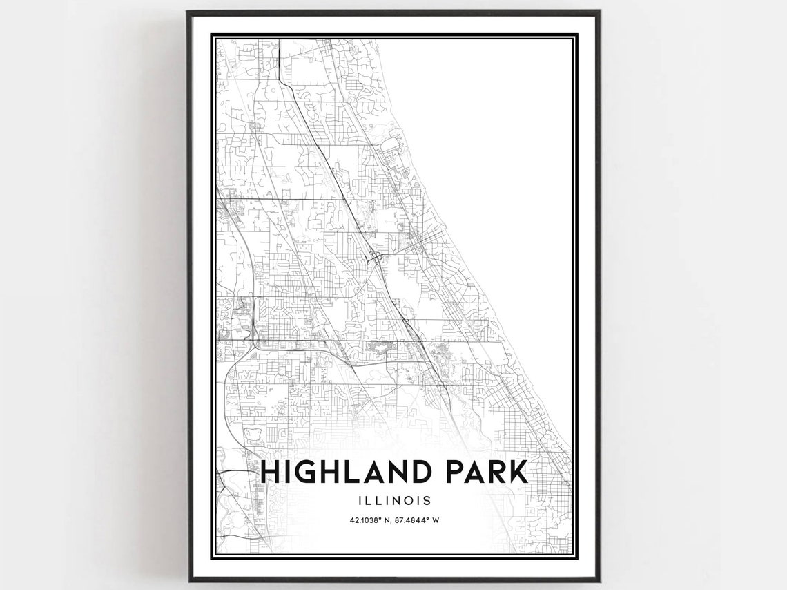 Highland Park Illinois Minimalist City Street Map Art Poster