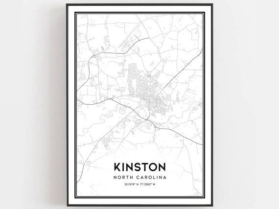 Kinston Map Poster, North Carolina Street Decor