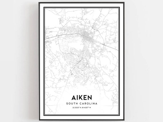 Aiken Map Print, South Carolina Travel Poster