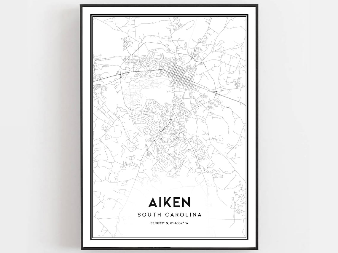Aiken Map Print, South Carolina Travel Poster