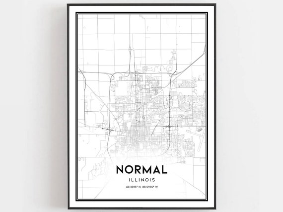 Normal Map Print Poster Wall Art Il City Illinois Street Decor Road Gift B1324