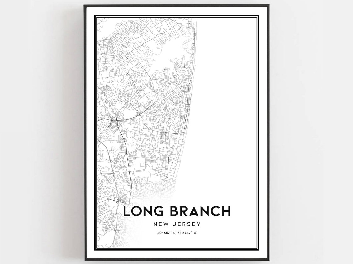 Long Branch New Jersey Street Map Coastal City Map Art Poster