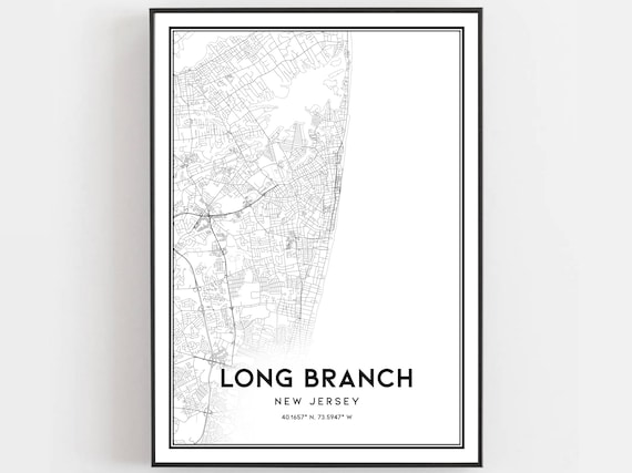 Long Branch New Jersey Street Map Coastal City Map Art Poster