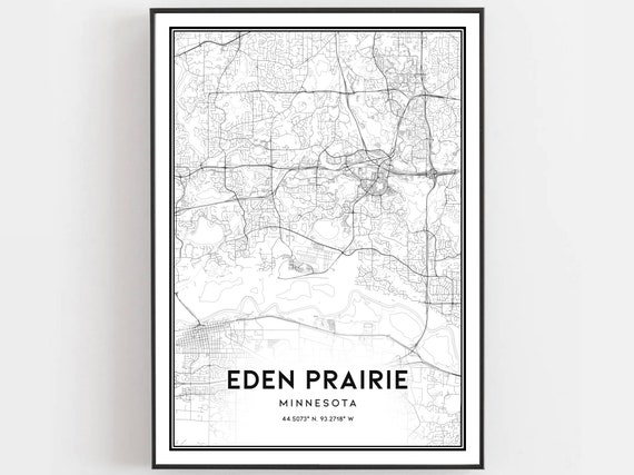 Eden Prairie Map Print Poster Wall Art Mn City Minnesota Street Decor Road Gift B1183
