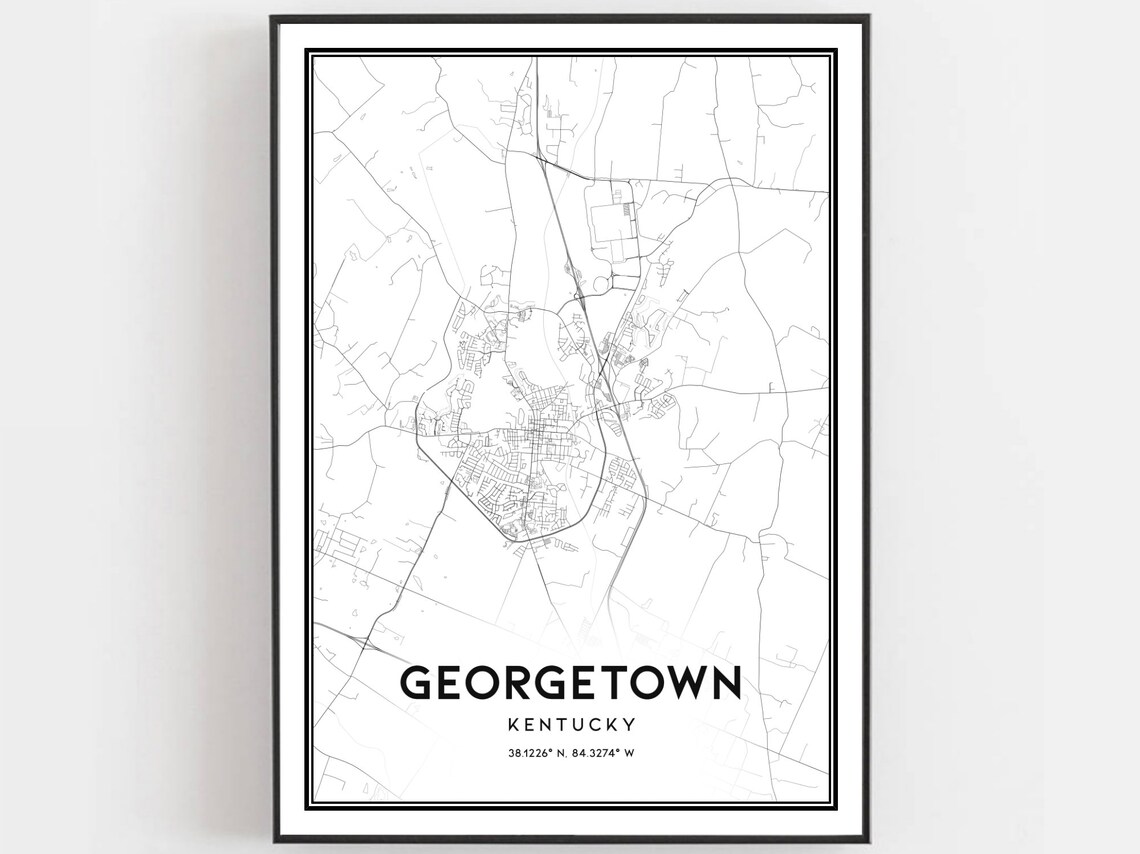 Georgetown Kentucky Street Map Black White Minimalist City Poster