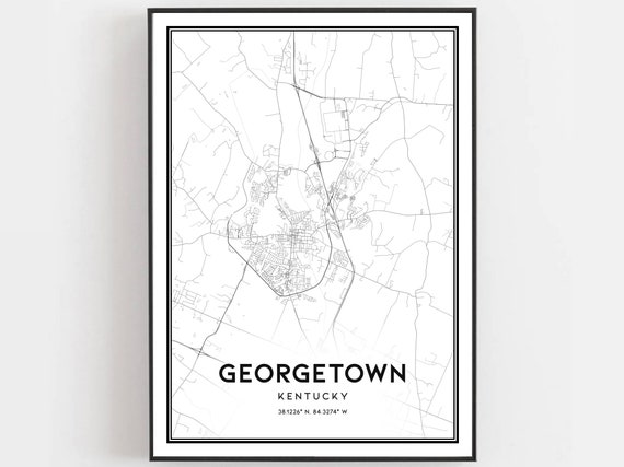 Georgetown Map Print Poster Wall Art Ky City Kentucky Street Decor Road Gift B1731