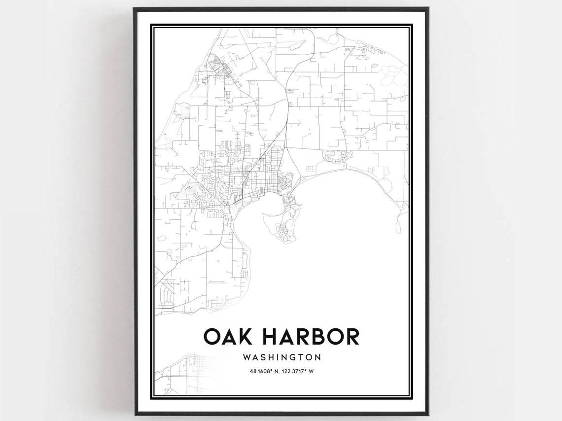 Oak Harbor Washington Minimalist City Street Map Wall Decor Poster