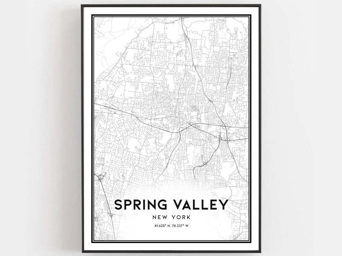 Spring Valley New York City Street Map Minimalist Wall Poster