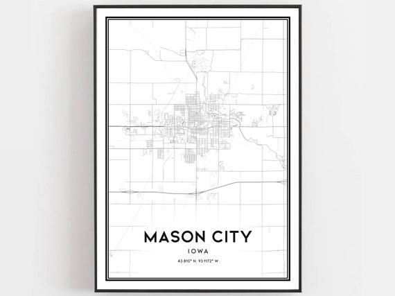 Mason City Map Poster Print, Iowa Street Decor