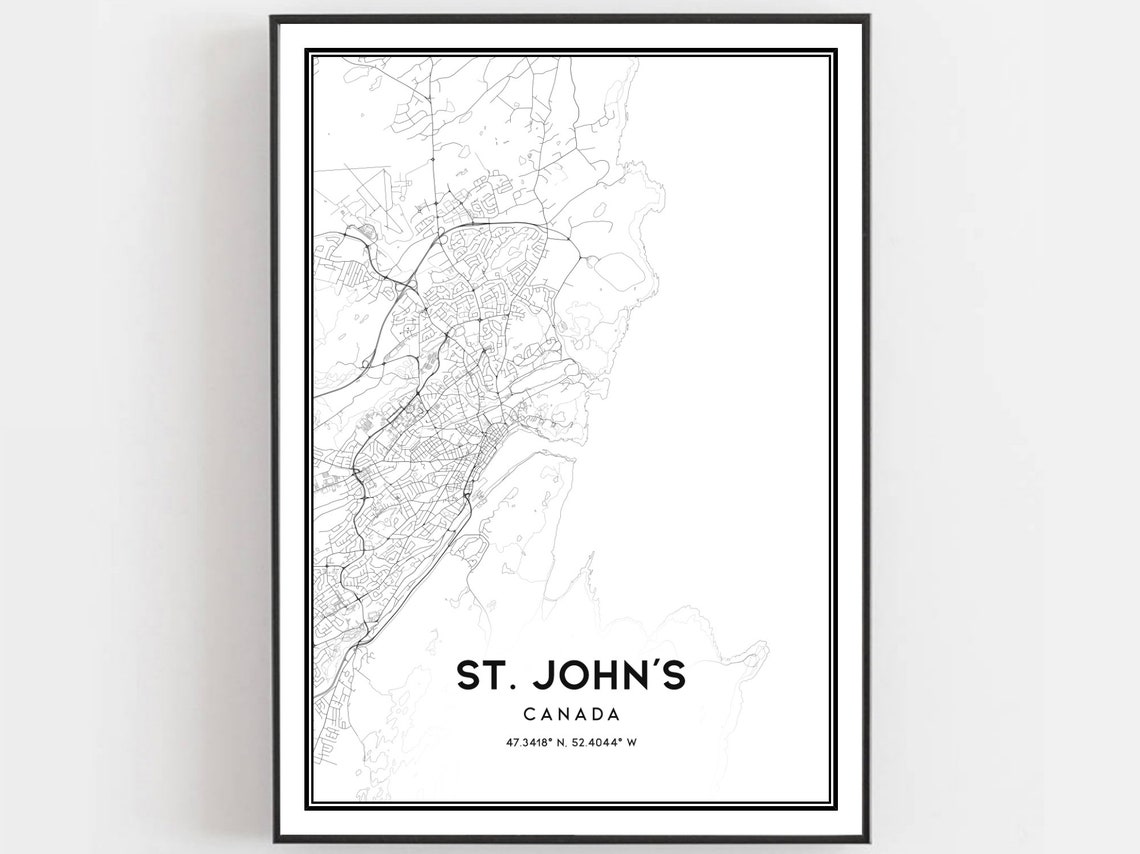 St Johns Map, City Street Art Print