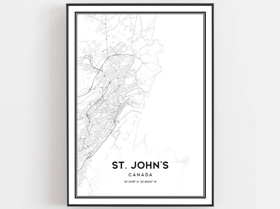 St Johns Map, City Street Art Print