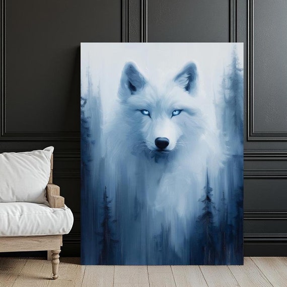 White Wolf Canvas Art Arctic Animal Nordic Home Decor