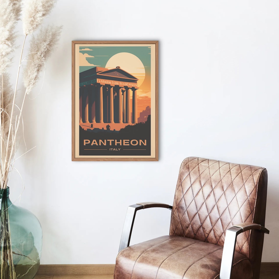 Rome Italy Pantheon Temple Sunset Columns Vintage Travel Poster - Image 3