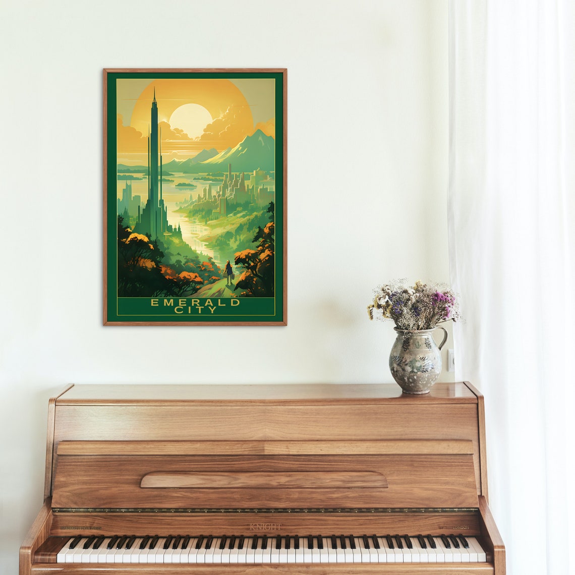 Emerald City Oz Green Tower Sunset River Valley Travel Poster - Image 3