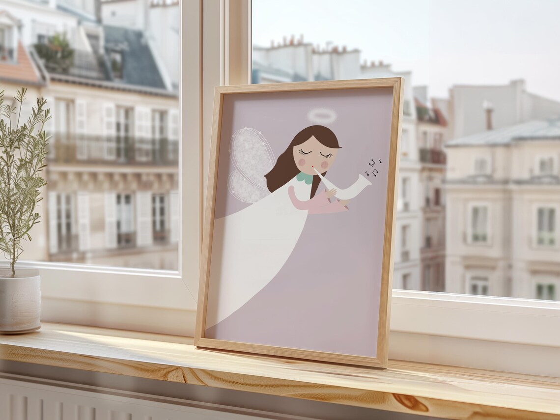 Angel Of Joy Art Print Angel Wall Decor For Kids Room Angel Wall Art Angel Poster Angel Nursery Art - Image 3