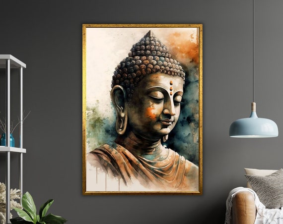 Peaceful Reflection Buddha Art Print Ready To Hang Framed Zen Wall Decor