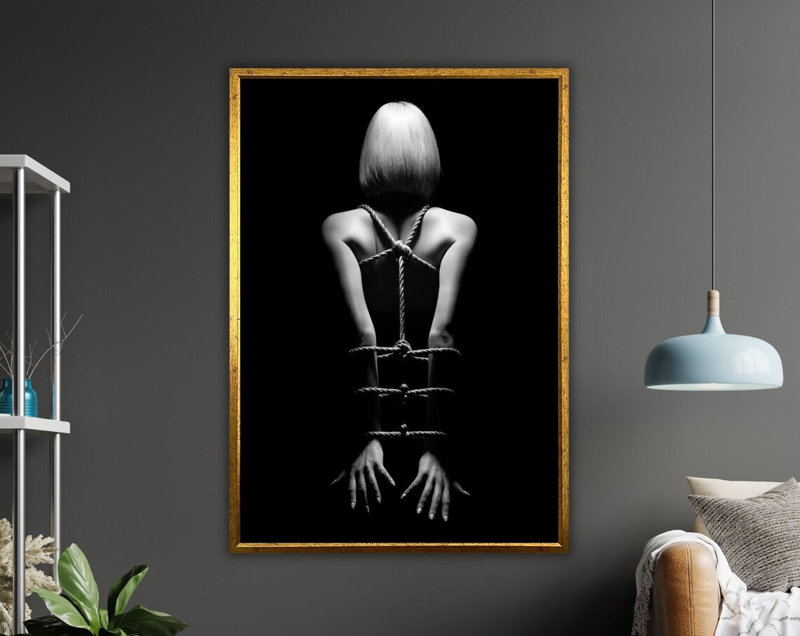 Black and White Rope Bound Woman Artistic Photography Poster