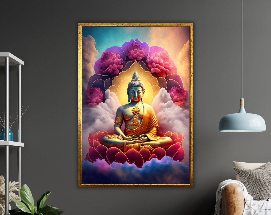 Framed Nature Buddha Ready To Hang Wall Art Spiritual Home Decor Zen Inspired