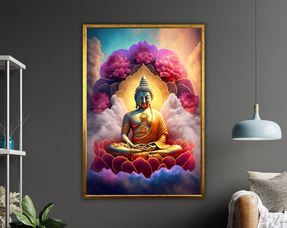 Framed Nature Buddha Ready To Hang Wall Art Spiritual Home Decor Zen Inspired