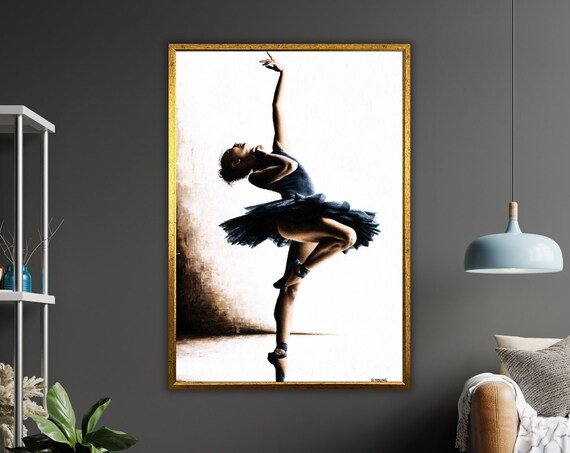Ballerina Black Tutu En Pointe Dramatic Dance Painting Poster