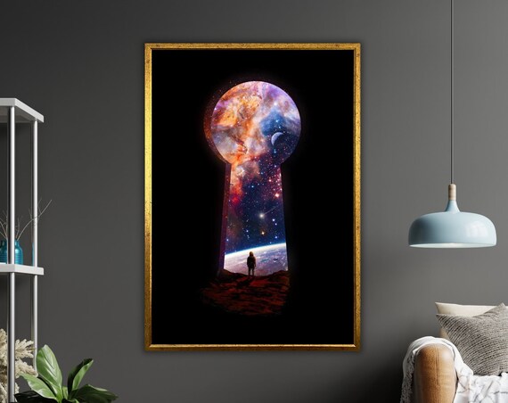 Keyhole Galaxy Portal Lone Explorer Starry Nebula Cosmic Space Poster