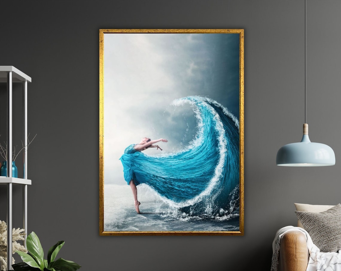 Dance With The Waves Art Print Ocean Waves Wall Decor Beach House Decoration Nautical Print Coastal Art Sea Lover Gift