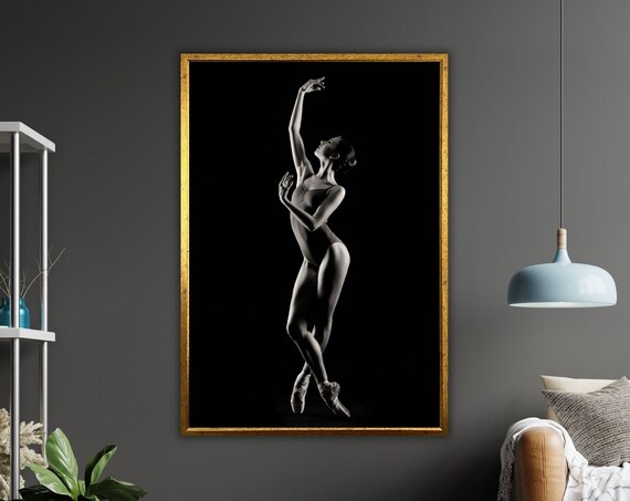 Black And White Ballerina On Pointe Dramatic Stage Art Poster