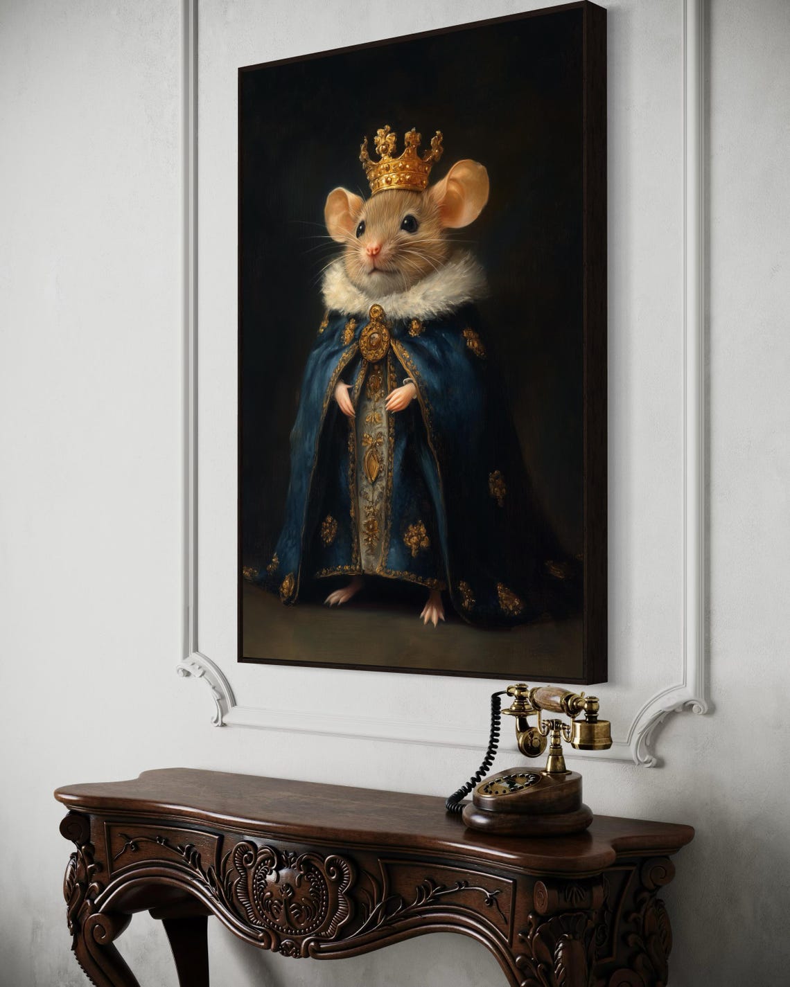 Mouse King in Blue Ermine Cape with Golden Crown Portrait Poster - Image 6