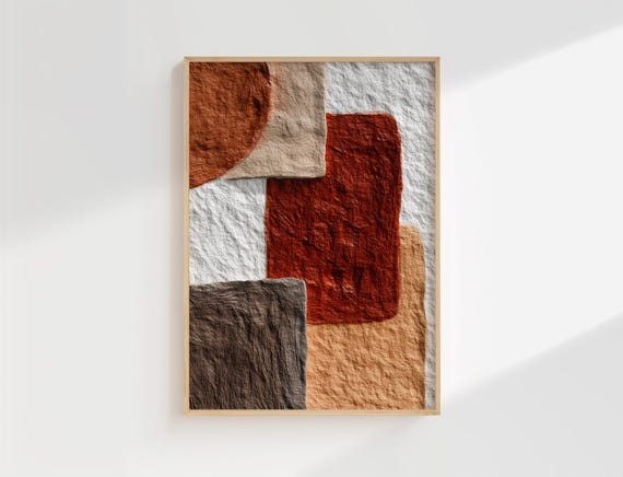 Japandi Abstract Wall Art Terracotta Neutral Geometric Shapes