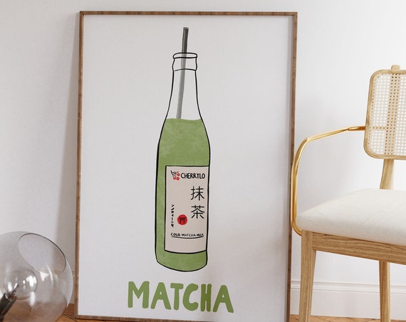 Matcha Art Japanese Art Prints Japan Poster Retro Wall Art Foodie Aesthetic Prints Kawaii Art Kitchen Art