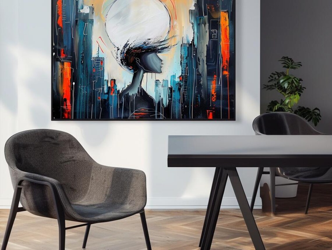 City Of Opportunities Woman Silhouette In Abstract City Poster