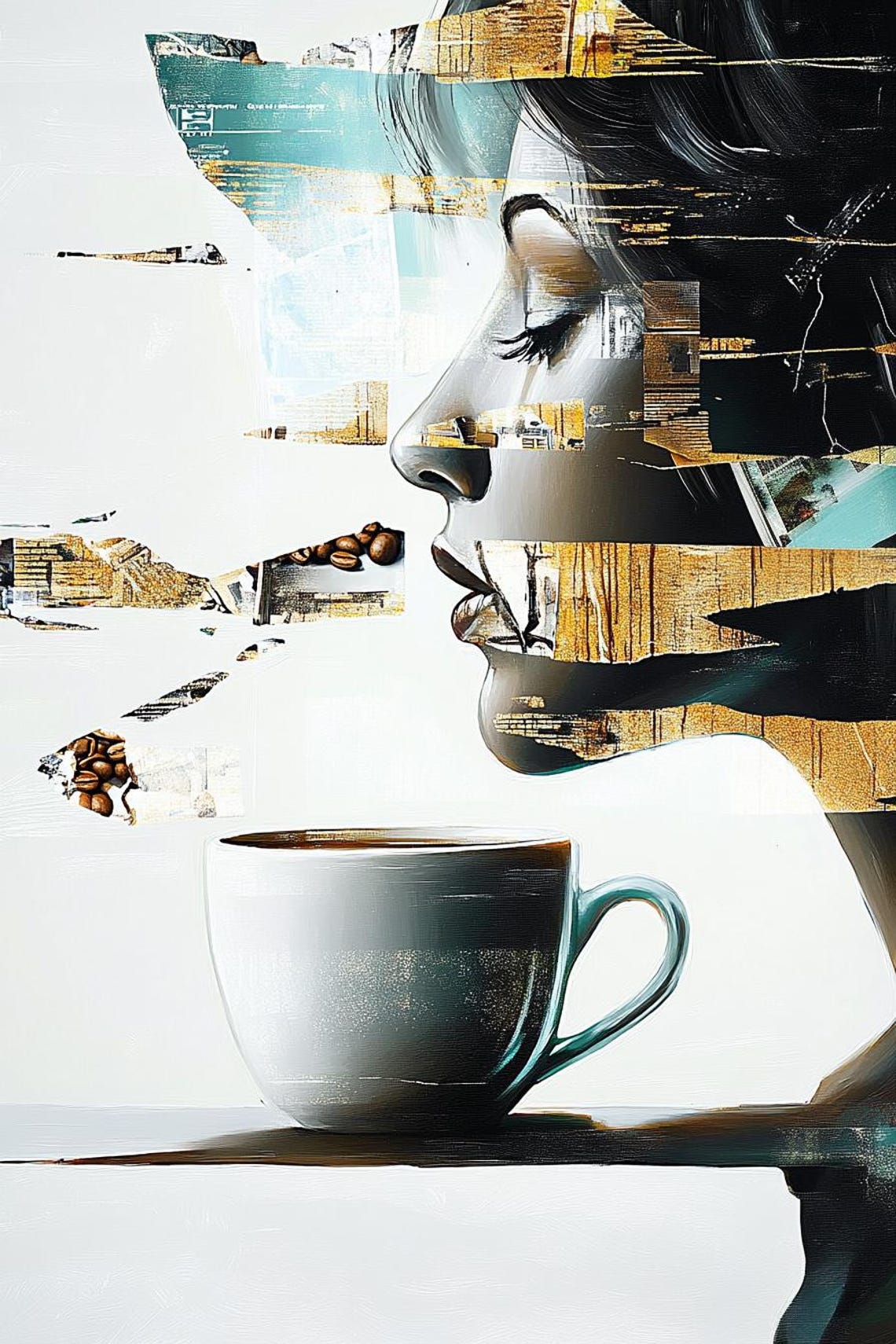 Painting Coffee Abstract Stretched Painting Wall Art Print Contemporary Artwork For Home Decor - Image 2