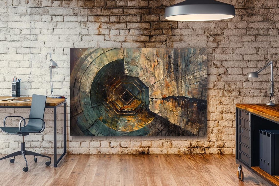 Dark Cracked Tree Ring Texture Moody Abstract Earth Tone Poster - Image 2
