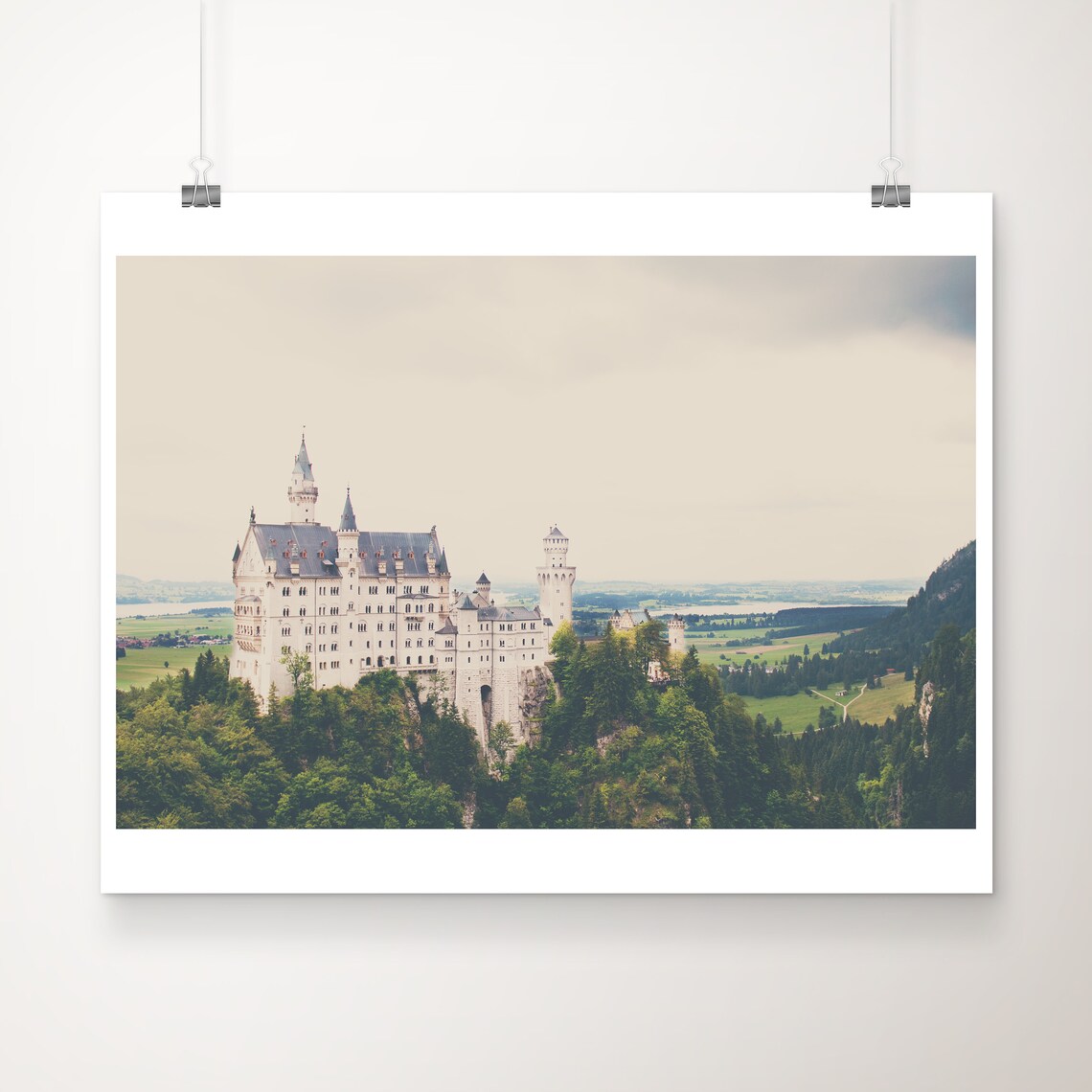 Neuschwanstein Castle Bavaria Germany Vintage Travel Photo Poster