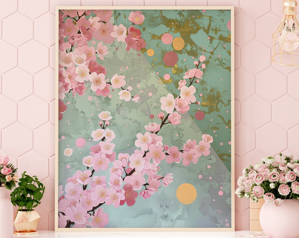 Cherry Blossom Gold Leaf Art Print