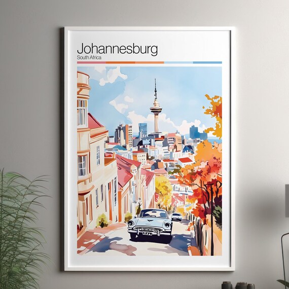 Johannesburg Soft Colors Travel Poster Print Colourful Wall Art South Africa City Decor