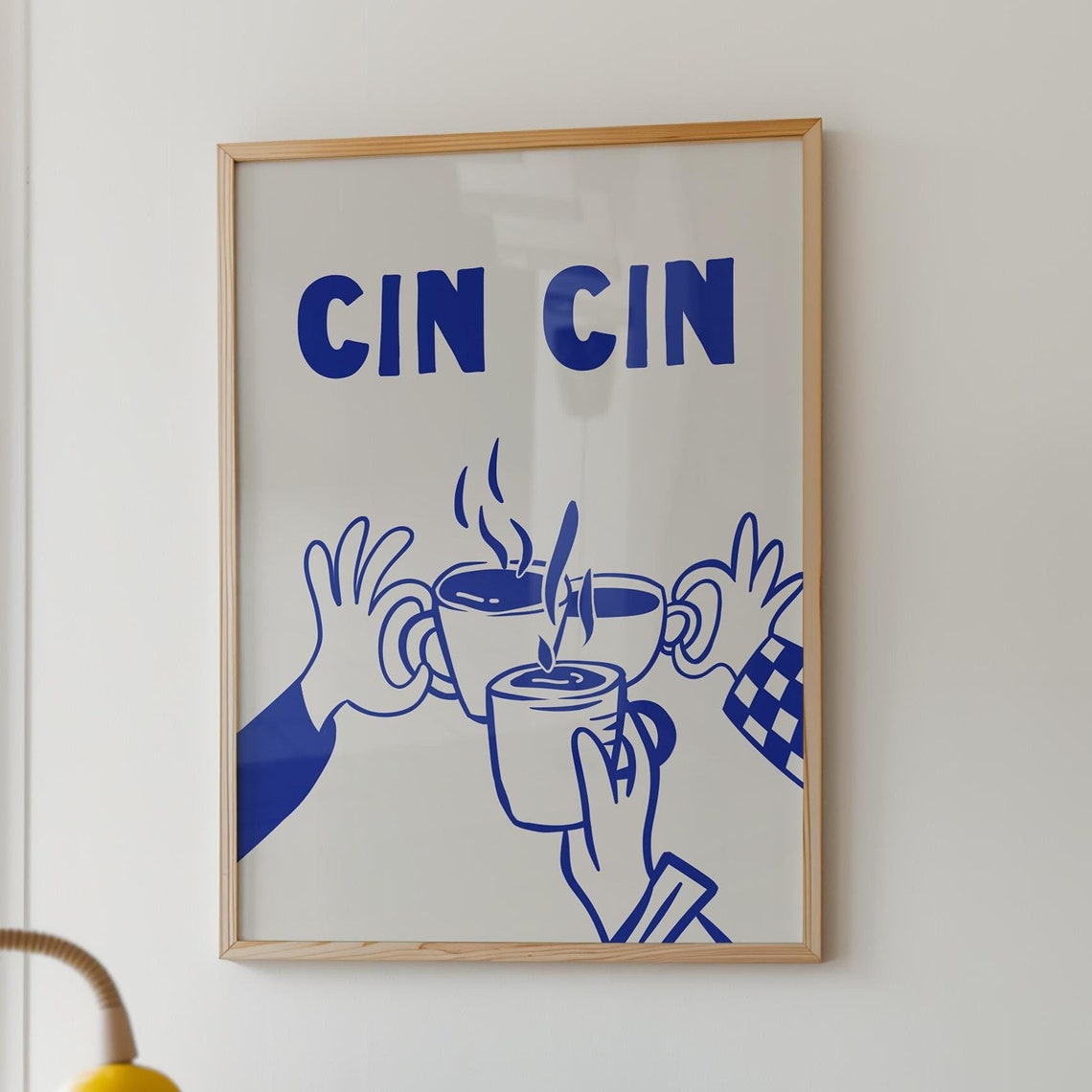 Cin Cin Coffee Cups Blue Italian Cheers Kitchen Wall Decor Poster - Image 2