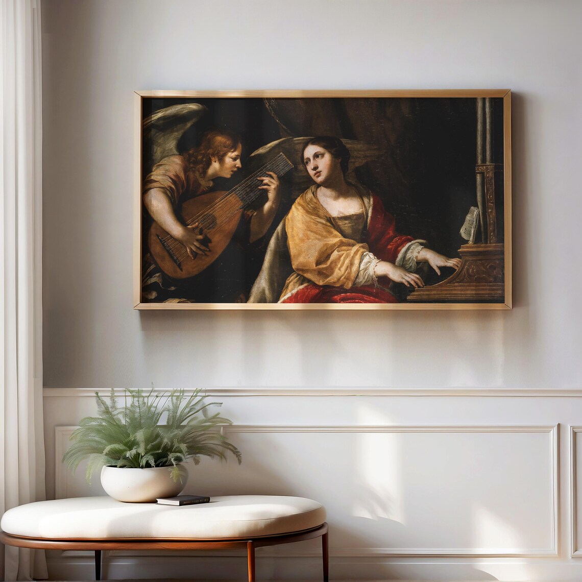 Saint Cecilia With Angel Organ Baroque Music Painting Poster - Image 3