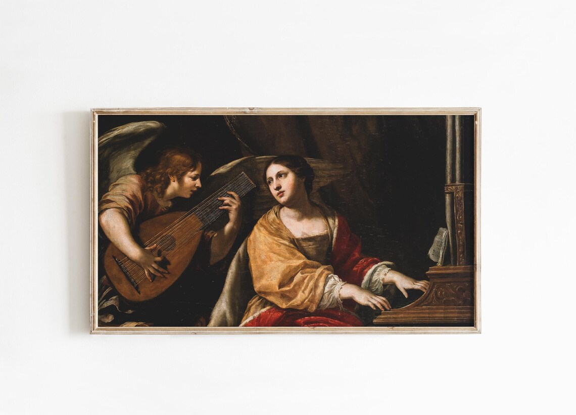 Saint Cecilia With Angel Organ Baroque Music Painting Poster - Image 4