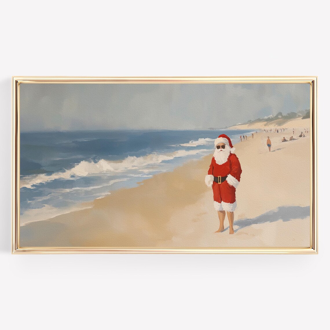Santa Claus Beach Vacation Sunglasses Coastal Christmas Poster - Image 3