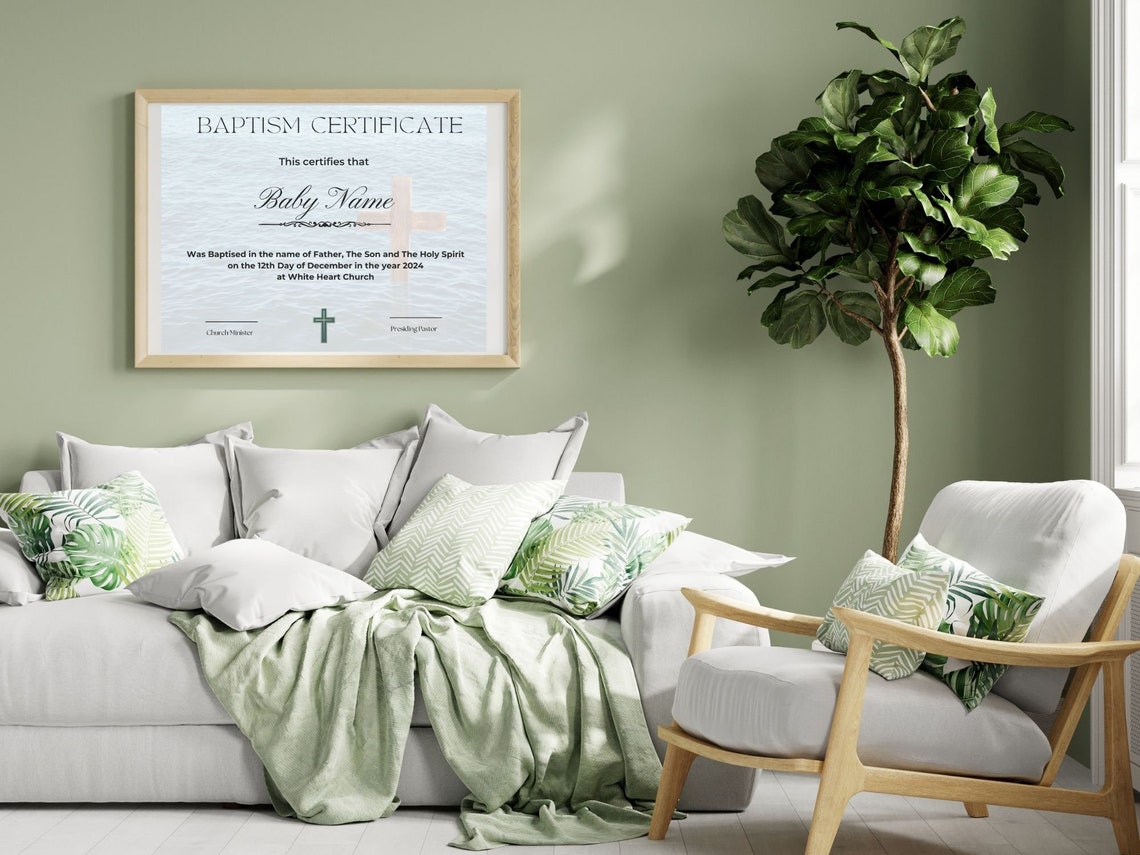 Baptism Certificate Template Gold Cross Editable Printable Print - Image 6