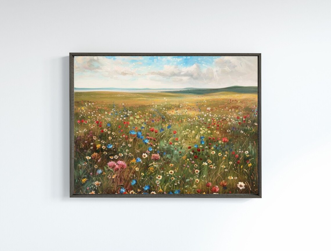 Colorful Wildflower Field Summer Meadow Landscape Painting Poster - Image 4