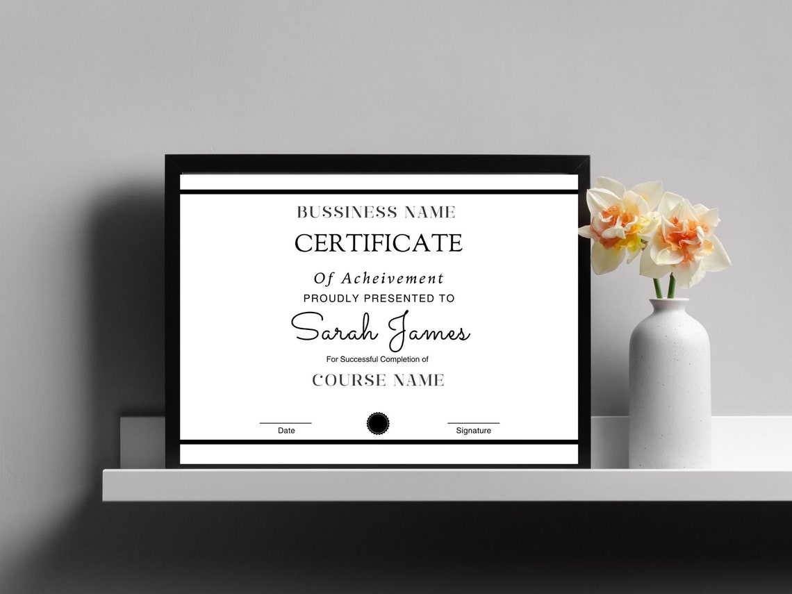 Editable Training Certificate Template Course Completion Print - Image 4