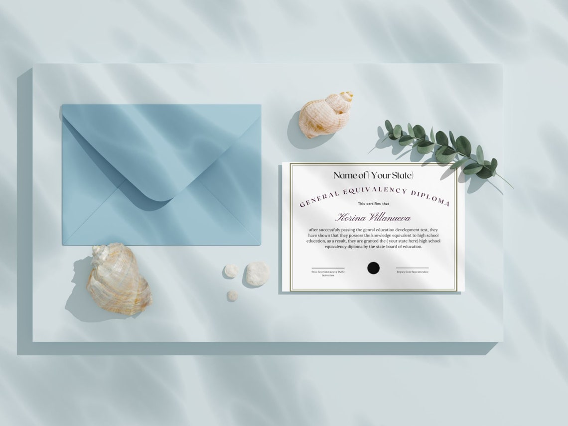 GED Diploma Certificate Novelty Template with Seal Editable Print - Image 3