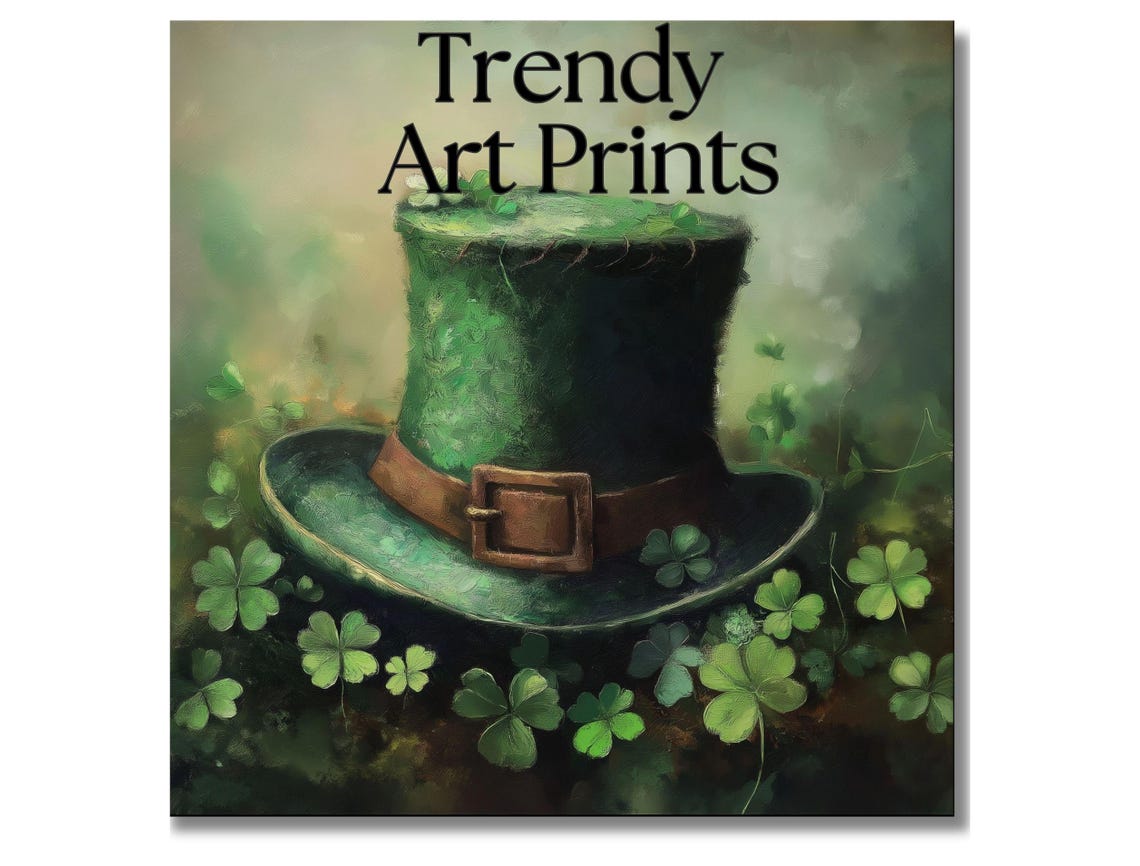 Lucky St Patricks Day Green Leprechaun Hat Shamrock Art Print - Image 6