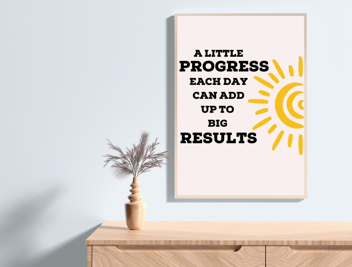 A Little Progress Each Day Bright Sunny Motivational Quote Poster - Image 2